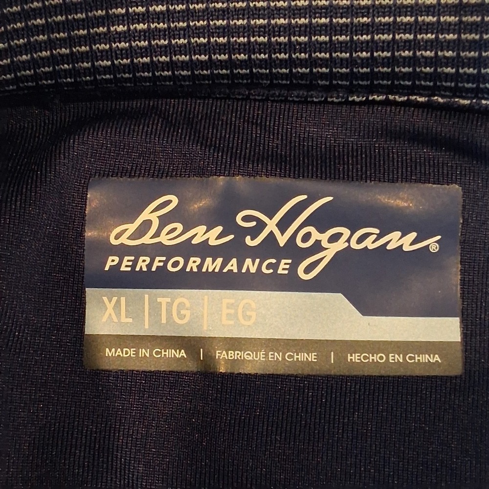 Ben Hogan Performance Mens XL Quarter Zip Pullover Navy Blue White Micro Stripe - Picture 2 of 15